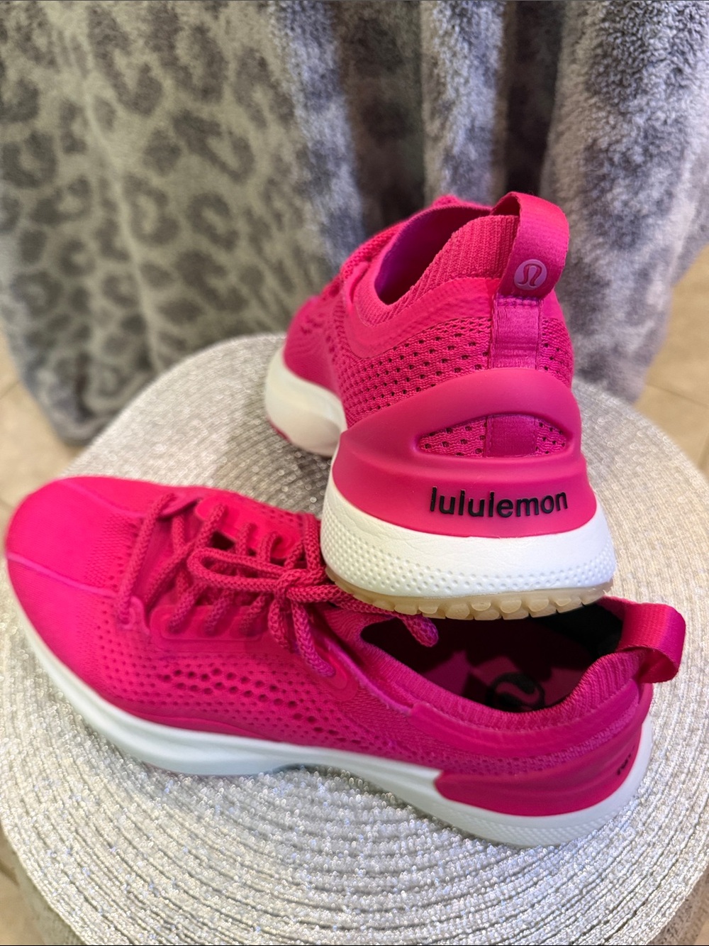 lululemon athletica Women's Bright Pink Knit Lace-Up Sneakers - Picture 2 of 5